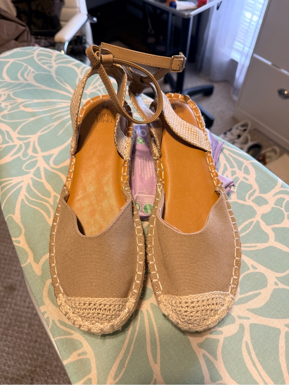 Beige Espadrille Ankle-Strap Flats - Women